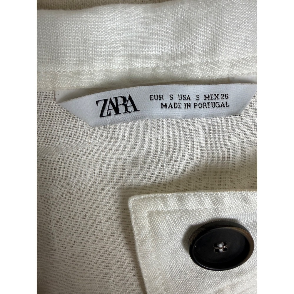 Zara women's long-sleeved linen blouse with buttons, siz S, white - Picture 5 of 6